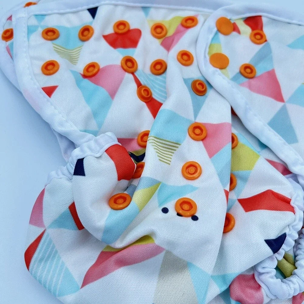 Baby Diaper Cover Adjustable Snap‎ Geometric Print One Size
